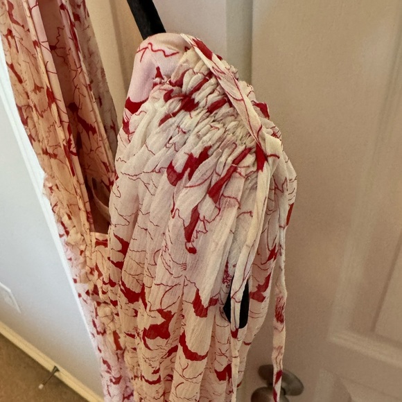 Christy Lynn Allegra Silk Chiffon Maxi Dress Red Leaf Women's Large - Picture 5 of 9